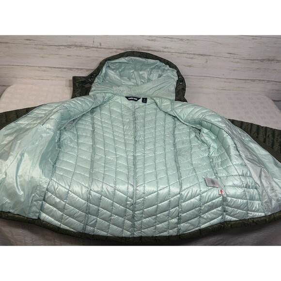 LANDS END Womens LARGE Primaloft Insulated Quilted Jacket Green Full Zip Hooded - Picture 12 of 16